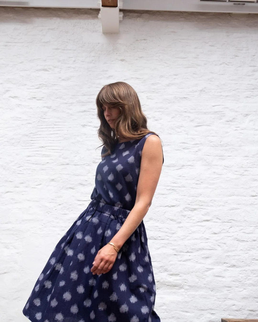 Jordan Women's Cotton Casual Skirt | Indigo Dot Print