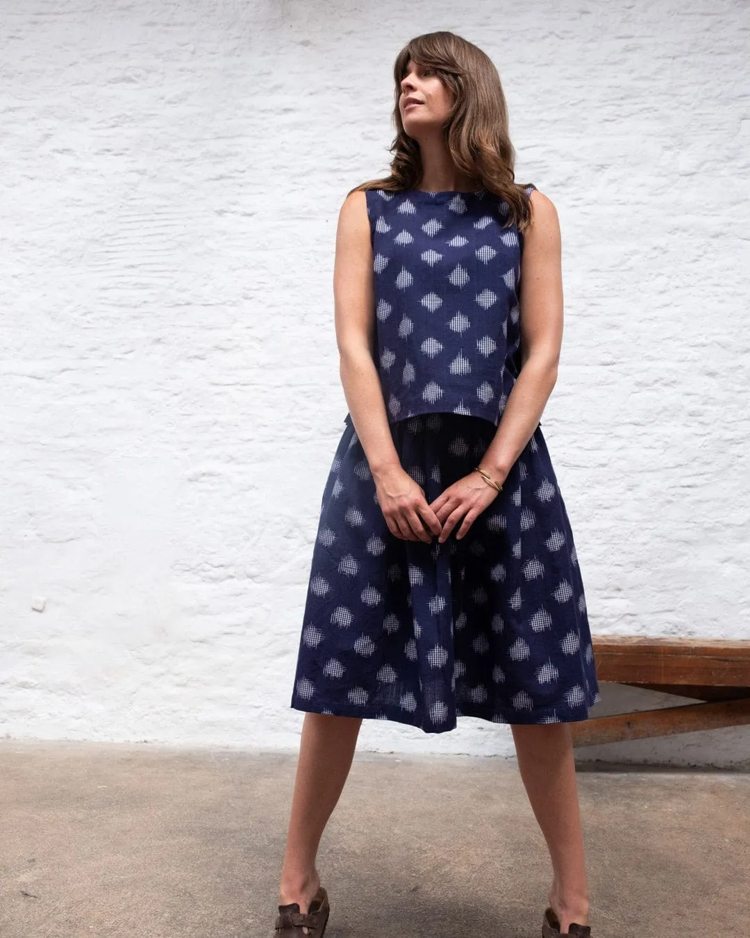 Jordan Women's Cotton Casual Skirt | Indigo Dot Print