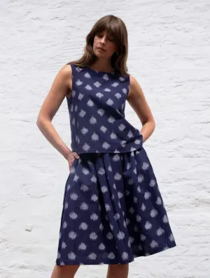 Jordan Women's Cotton Casual Skirt | Indigo Dot Print