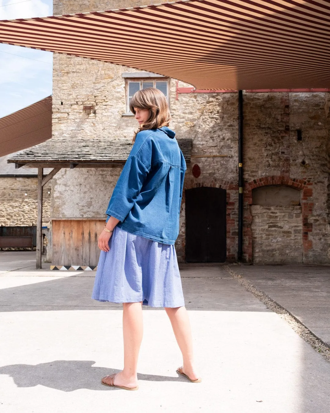 Jordan Women's Cotton Casual Skirt | Little Blue Check