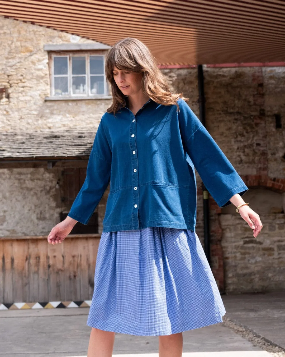 Jordan Women's Cotton Casual Skirt | Little Blue Check