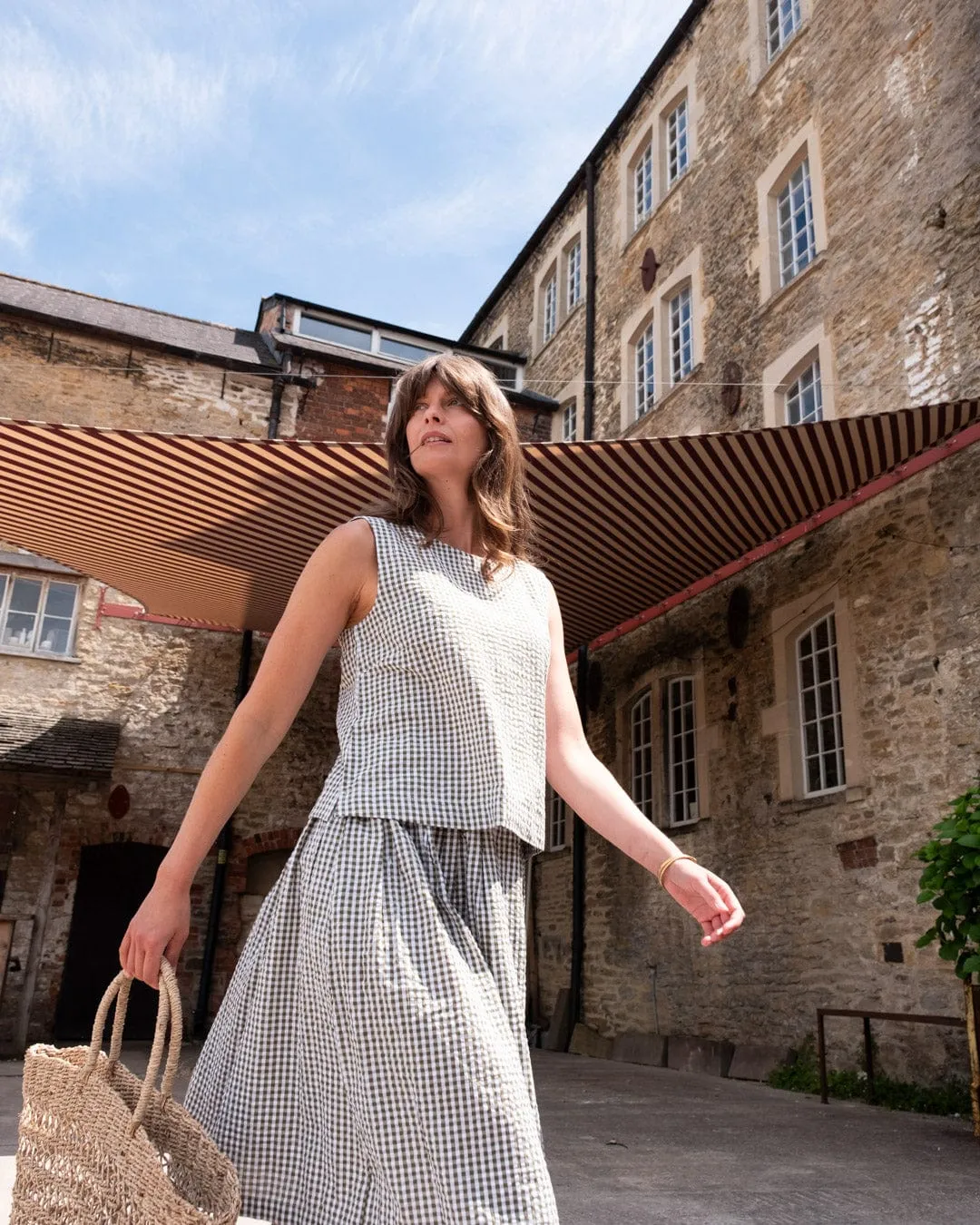 Jordan Women's Cotton Casual Skirt | Olive Green Gingham