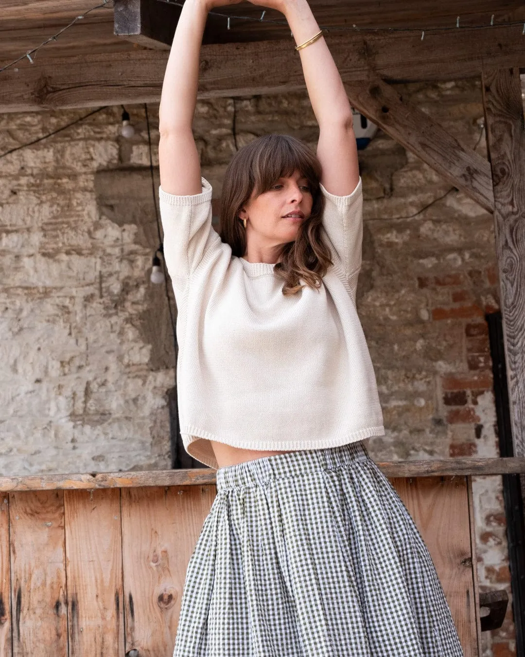 Jordan Women's Cotton Casual Skirt | Olive Green Gingham