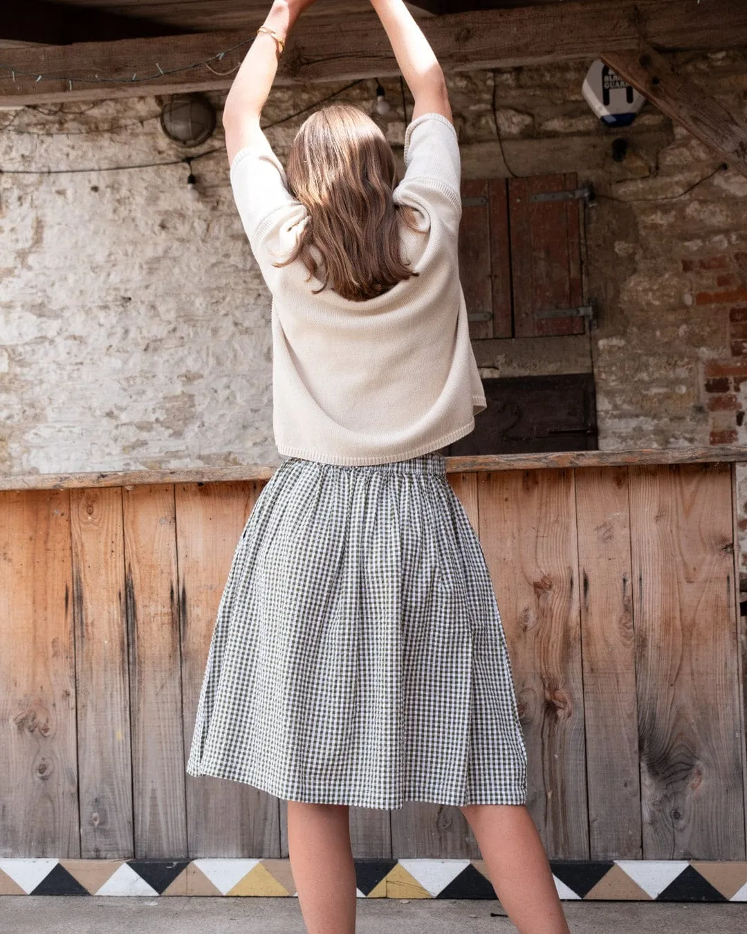 Jordan Women's Cotton Casual Skirt | Olive Green Gingham