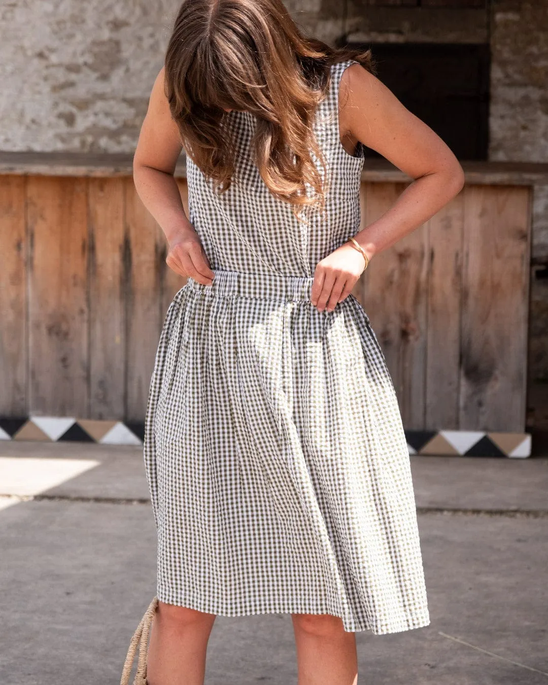 Jordan Women's Cotton Casual Skirt | Olive Green Gingham