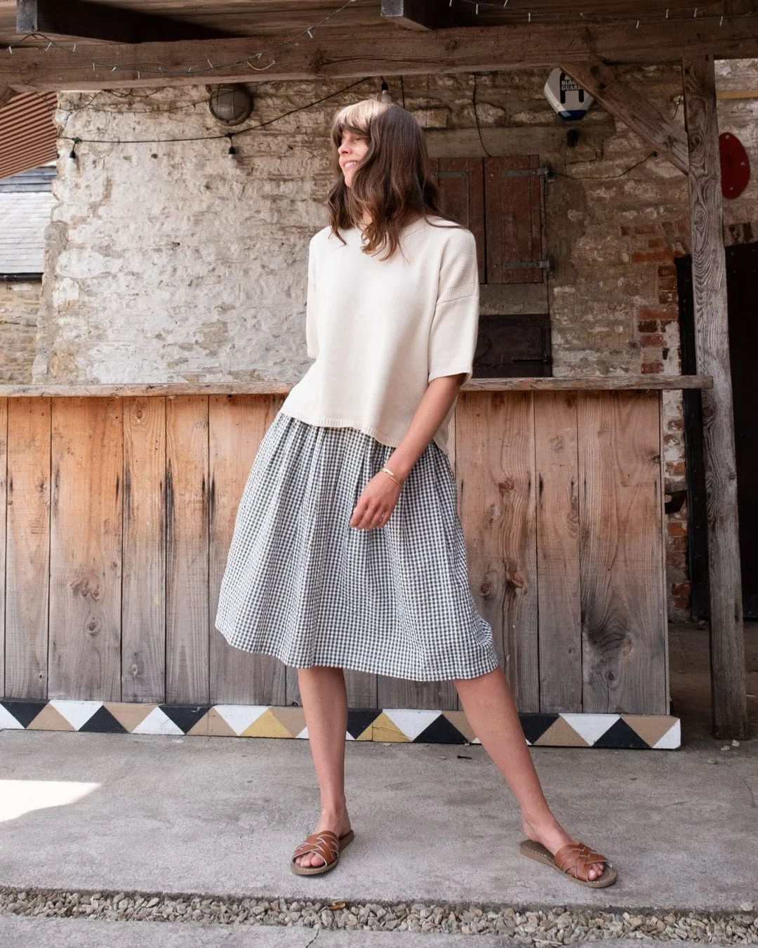 Jordan Women's Cotton Casual Skirt | Olive Green Gingham