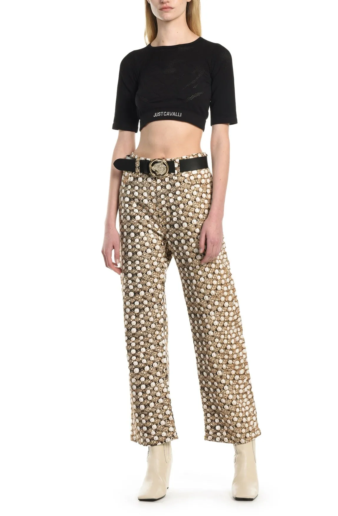 Just Cavalli Allover Jewel Print High Waisted Jeans