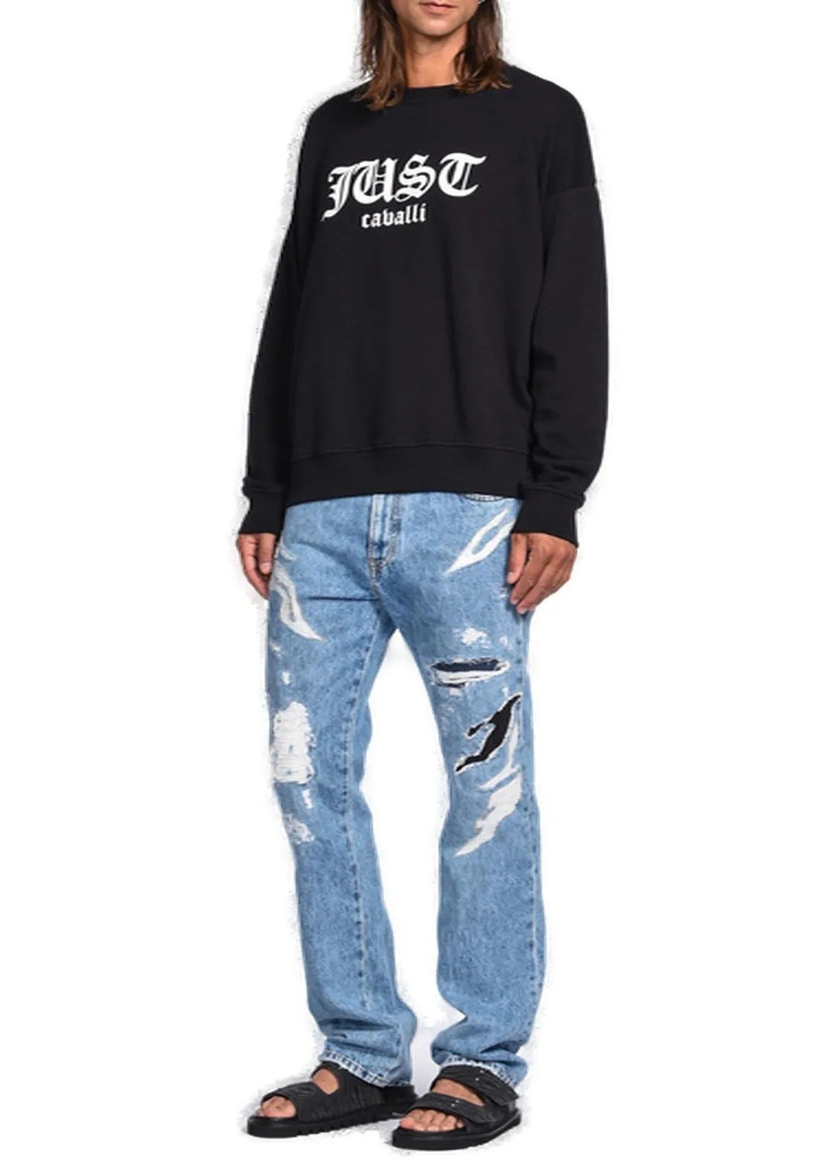 Just Cavalli Marble Wash Straight Leg Jeans