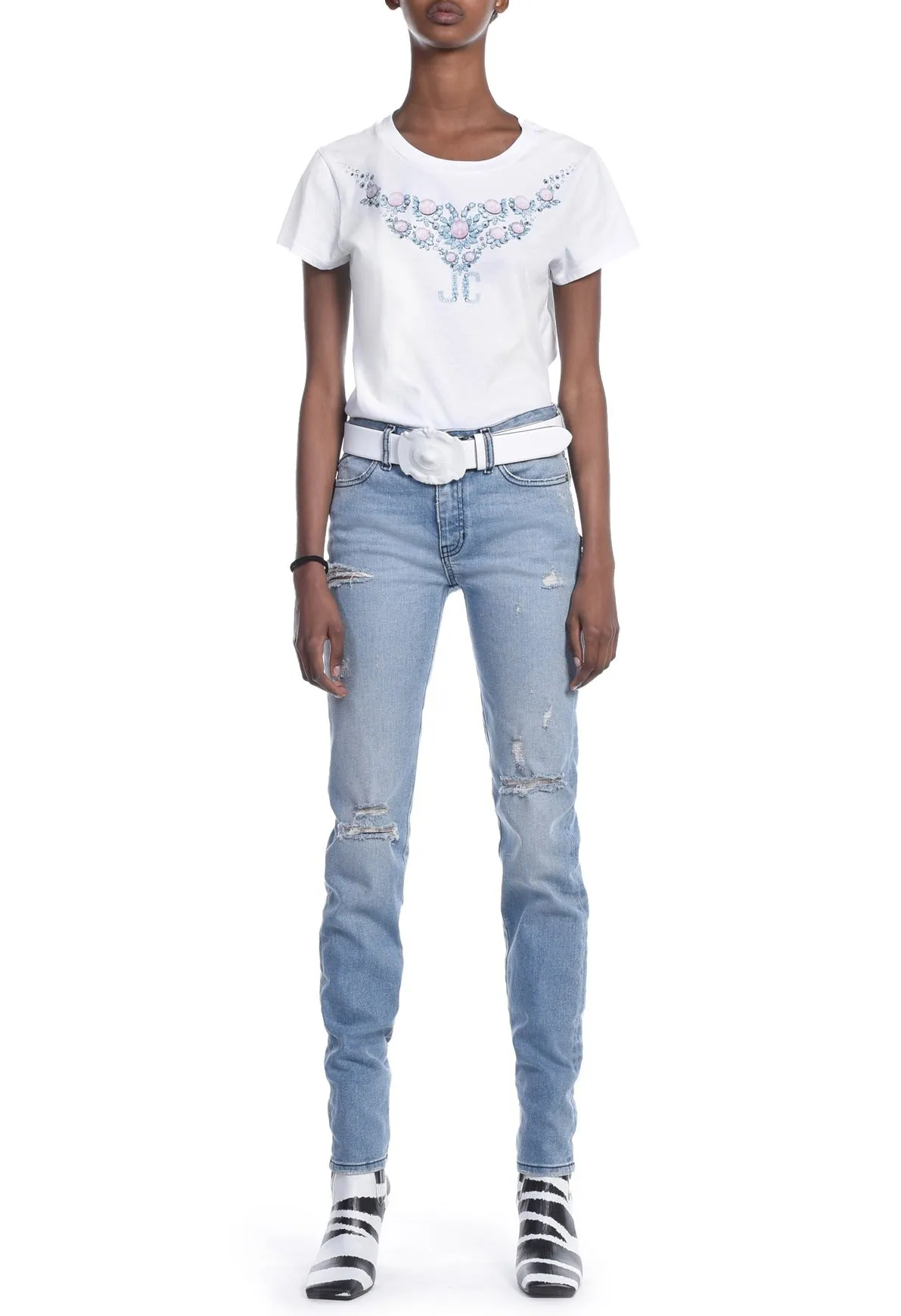 Just Cavalli Ripped Washed Skinny Jeans