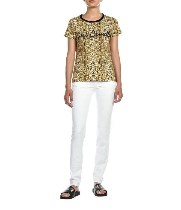 Just Cavalli Snake Embroidered High Waist Slim Fit Jeans
