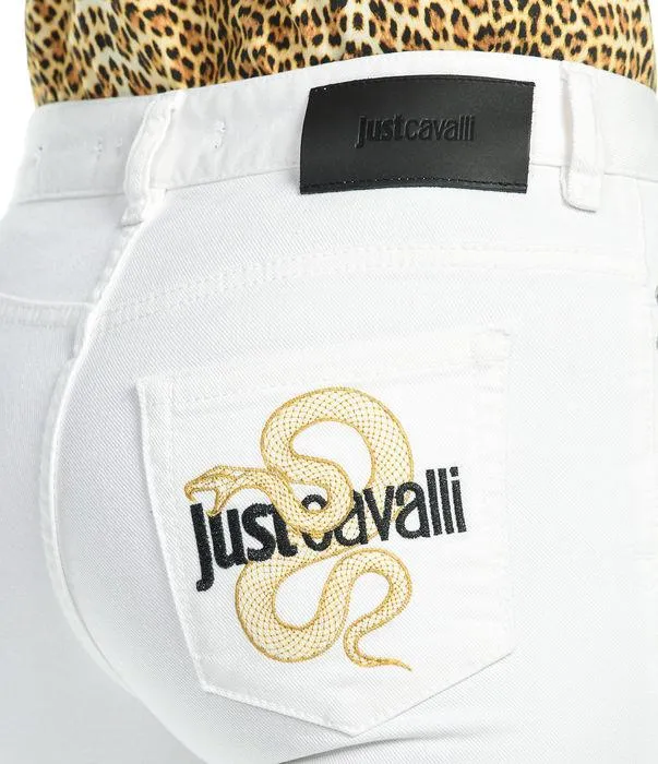 Just Cavalli Snake Embroidered High Waist Slim Fit Jeans