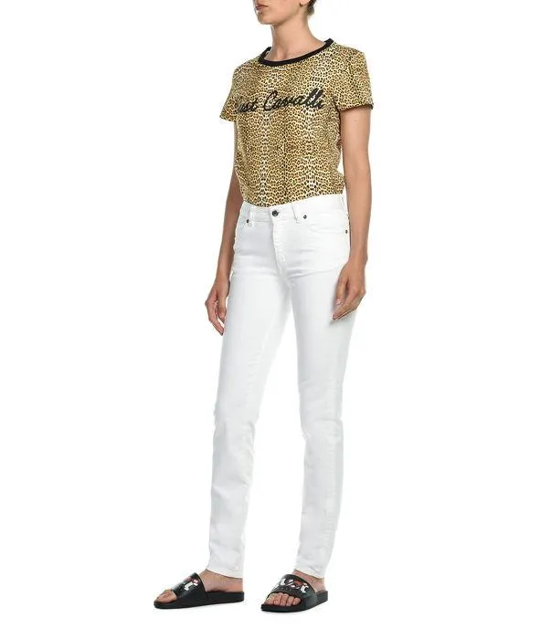 Just Cavalli Snake Embroidered High Waist Slim Fit Jeans