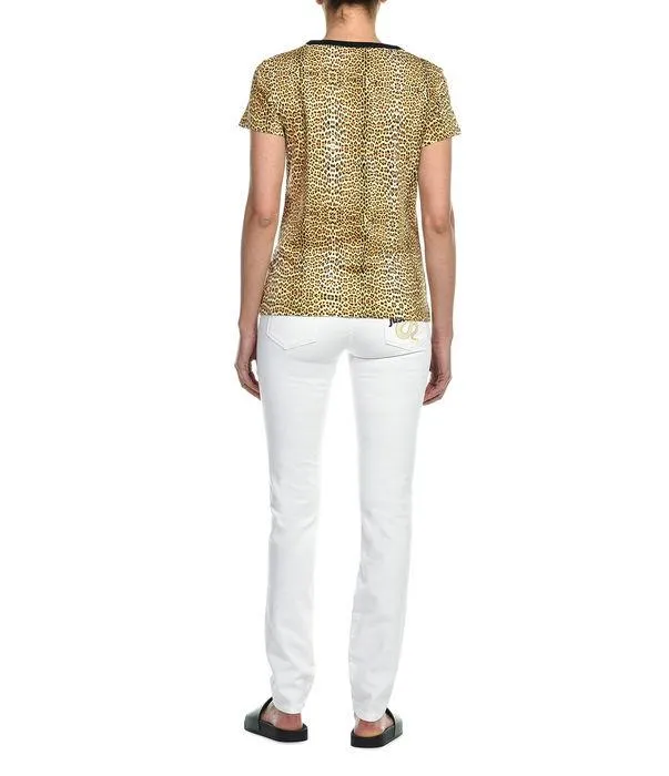 Just Cavalli Snake Embroidered High Waist Slim Fit Jeans