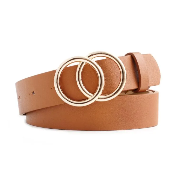 Ladies Leisure Dress Jeans Wild Waistband Double Ring Waist Belt