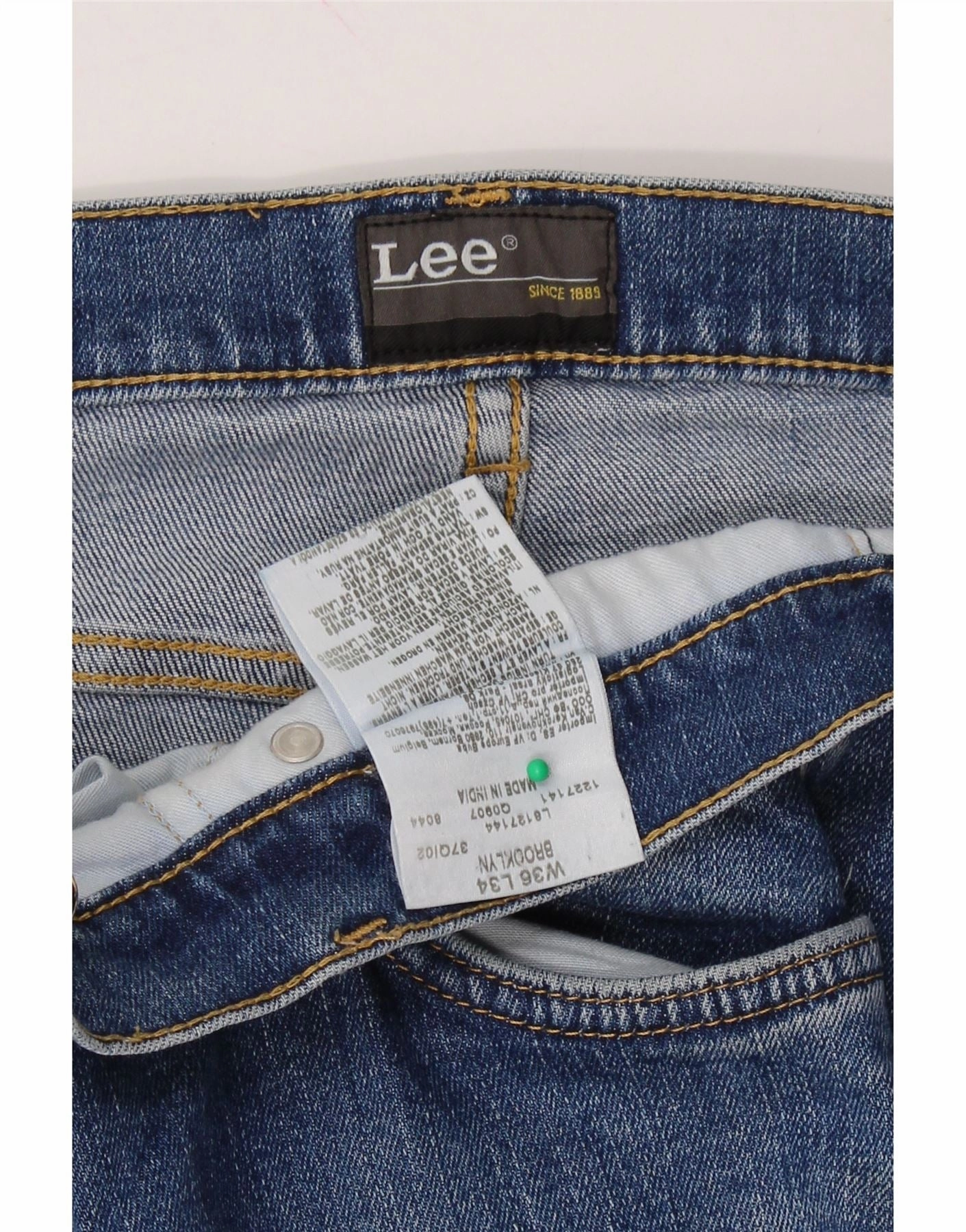 LEE Mens Brooklyn Straight Jeans W36 L27 Blue Cotton