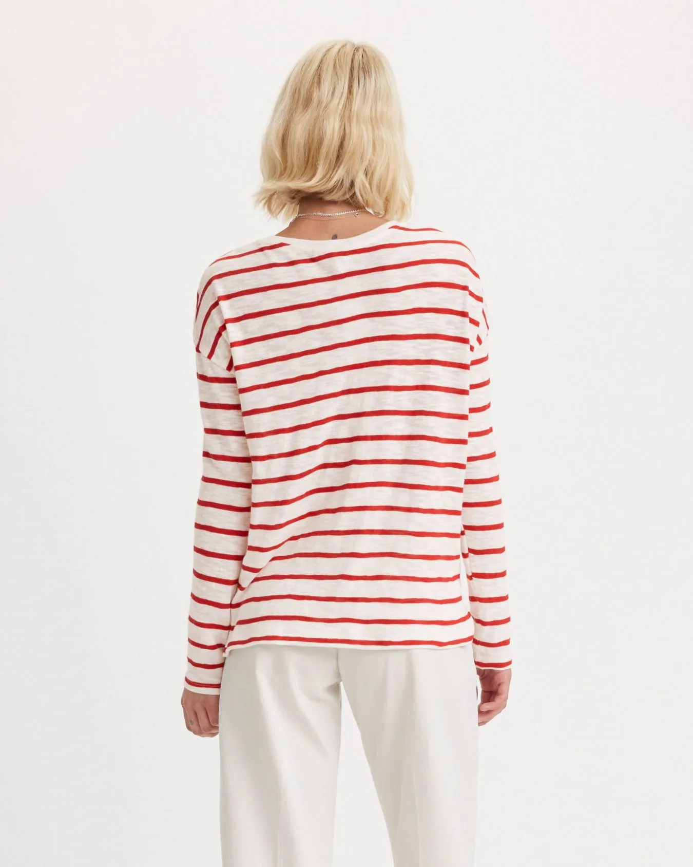 Levi's® Womens Margot Long Sleeve Tee - Saint Stripe Scarlet