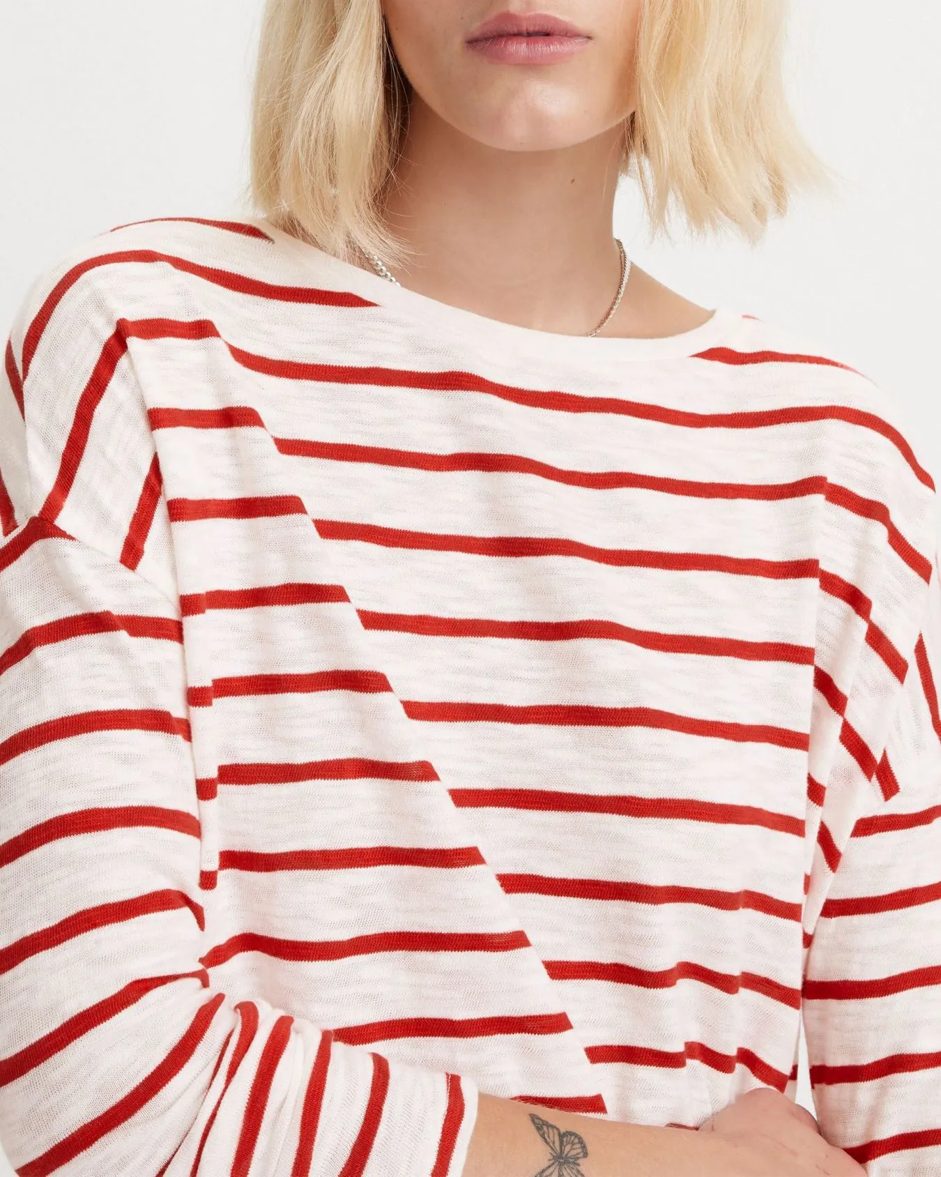 Levi's® Womens Margot Long Sleeve Tee - Saint Stripe Scarlet