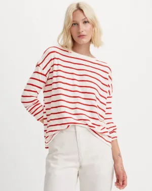 Levi's® Womens Margot Long Sleeve Tee - Saint Stripe Scarlet