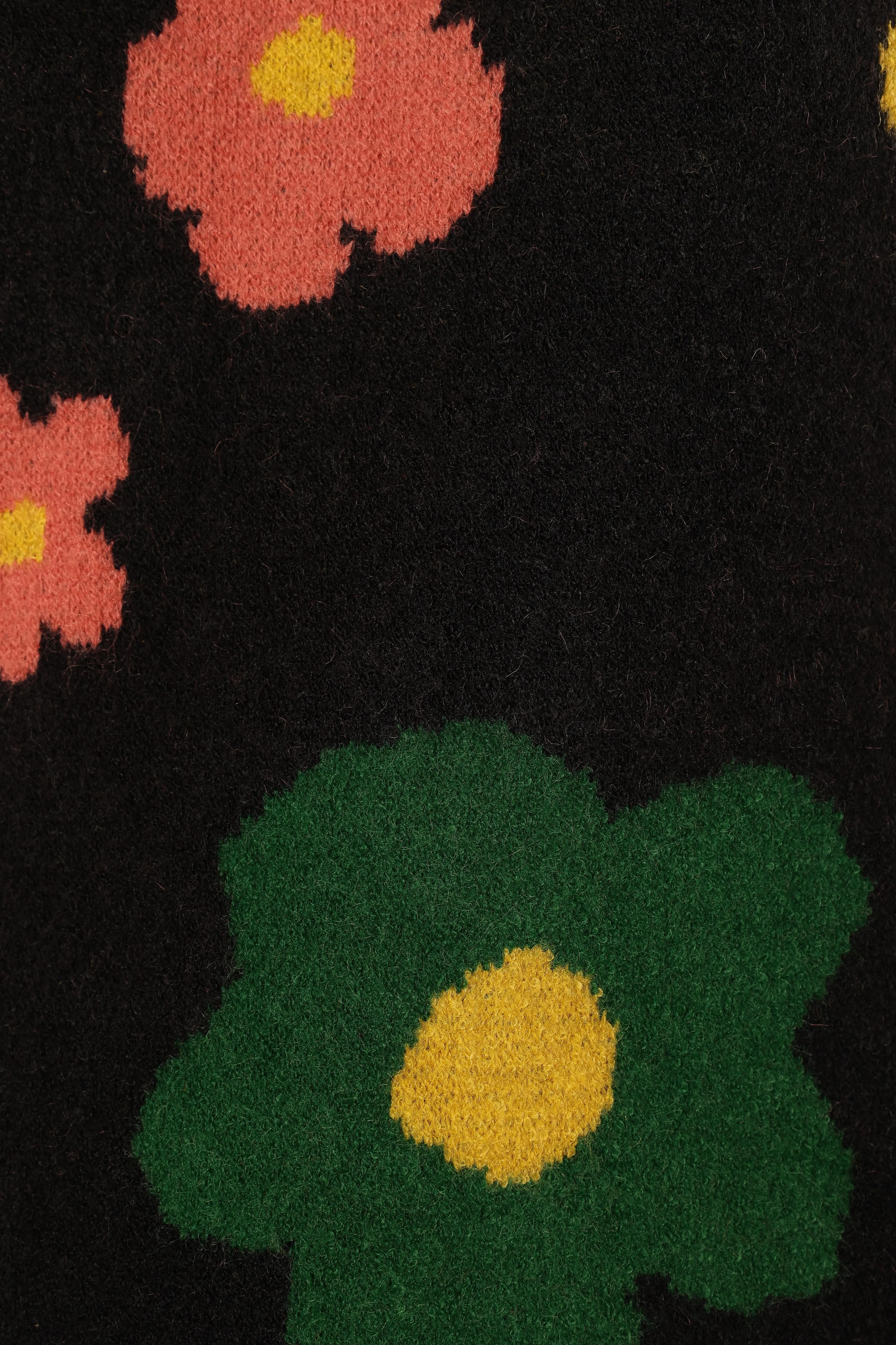 Lexie Multi Color Flower Knit Sweater - Black Multi