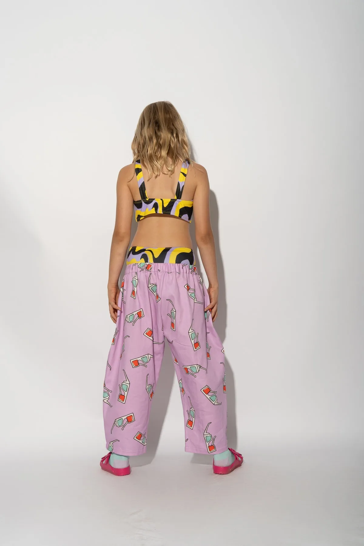 LILAC 3D GLASSES PRINT BALLOON TROUSERS