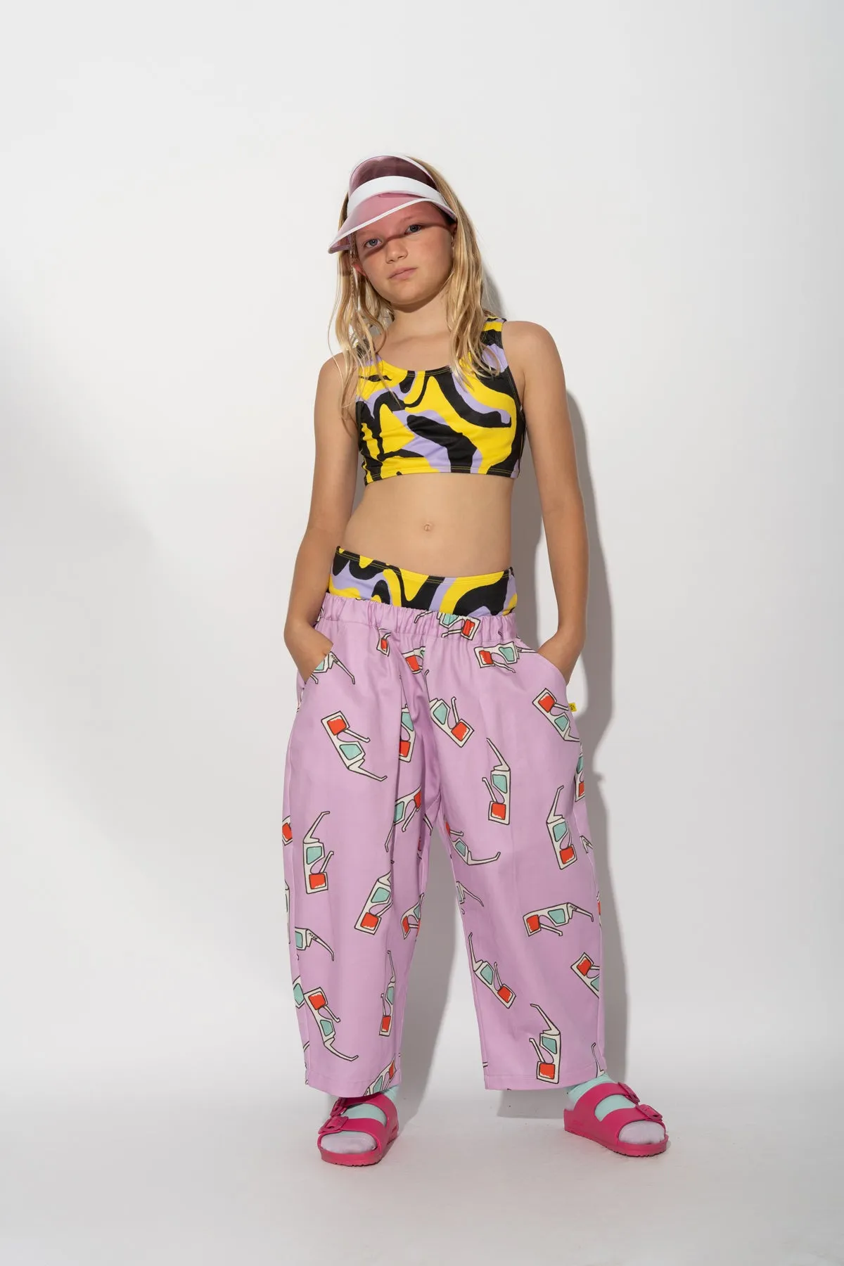 LILAC 3D GLASSES PRINT BALLOON TROUSERS