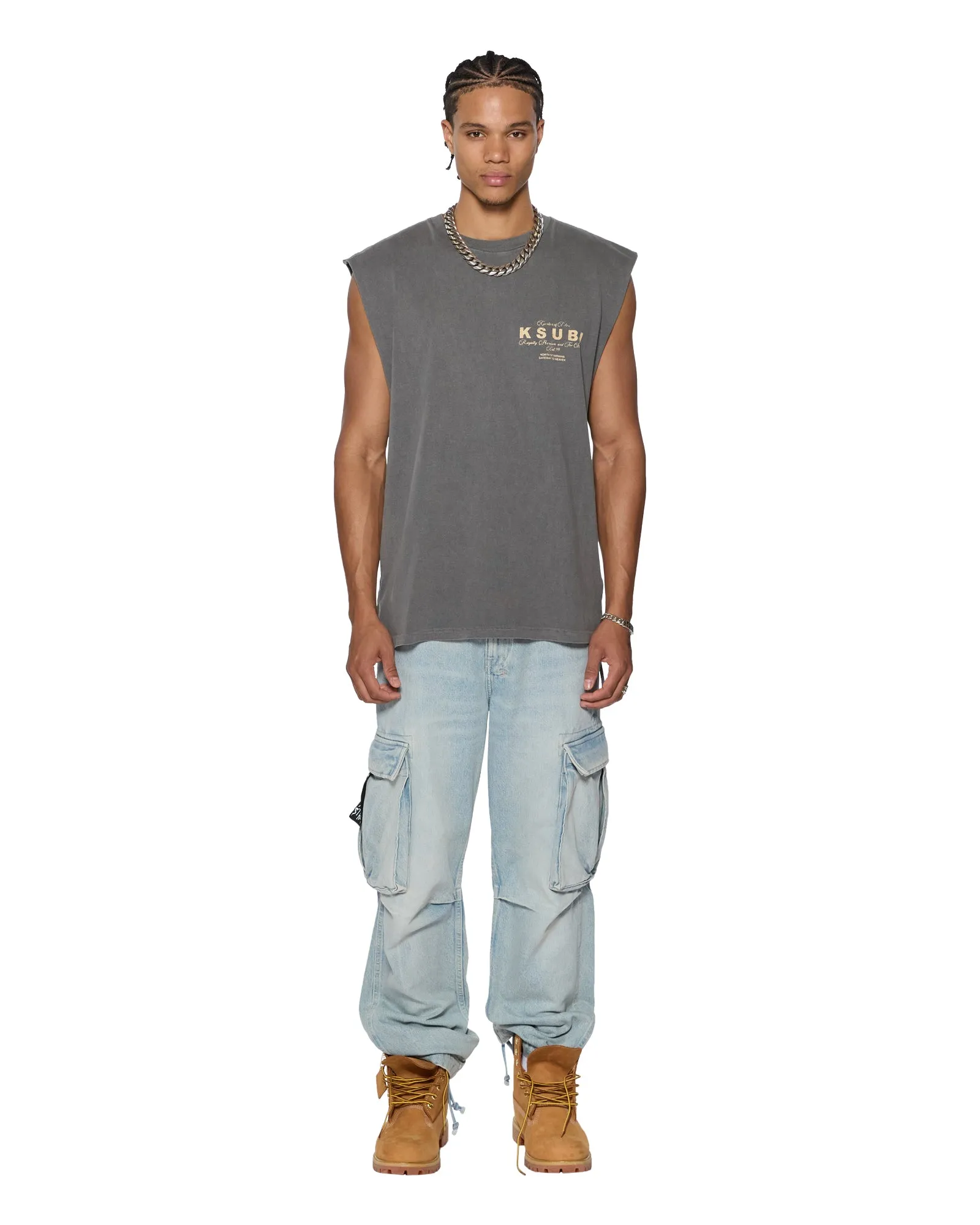LOCK CUT OFF TEE CHARCOAL