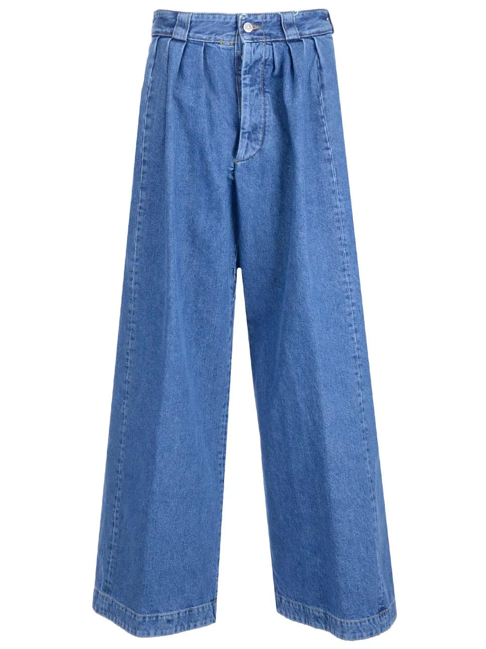 Maison Margiela Gather Detailed Wide Leg Jeans
