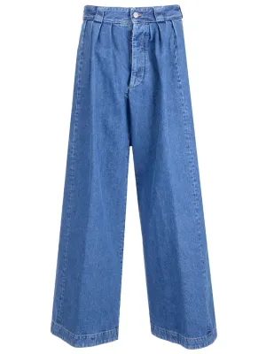 Maison Margiela Gather Detailed Wide Leg Jeans