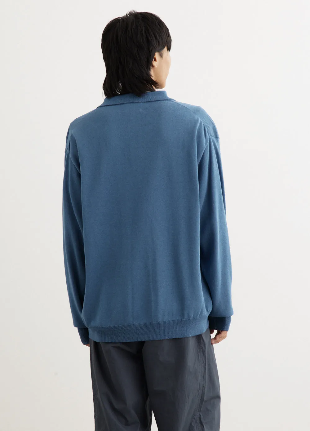 Melange Knit Polo Cardigan