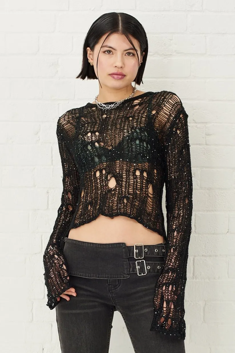 Minx Sequin Sheer Knit Top