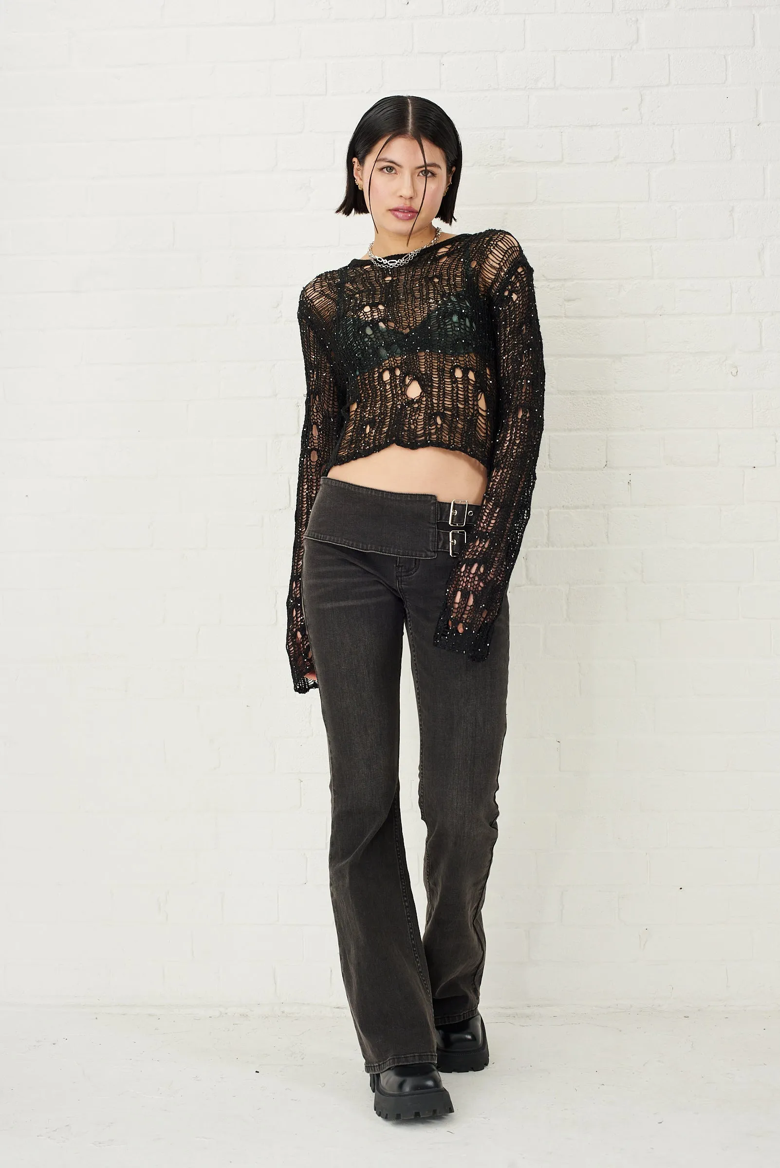 Minx Sequin Sheer Knit Top