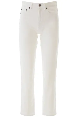 Miu Miu Straight Leg Logo Patch Jeans