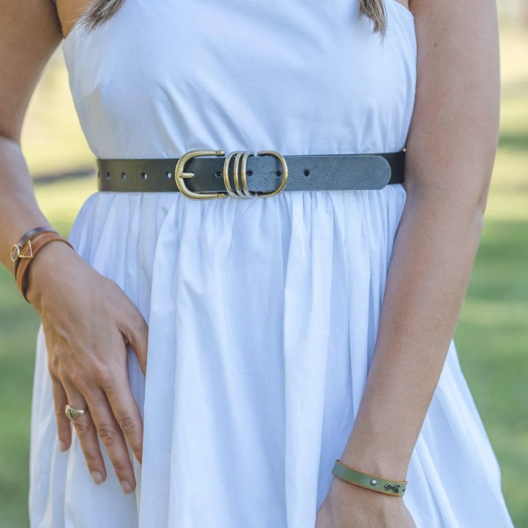 Multi D-Ring Leather Belt