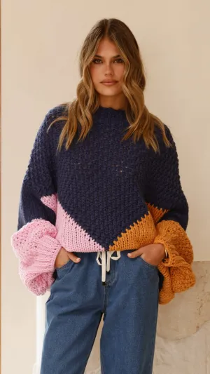 Nila Knit Sweater - Navy Multi