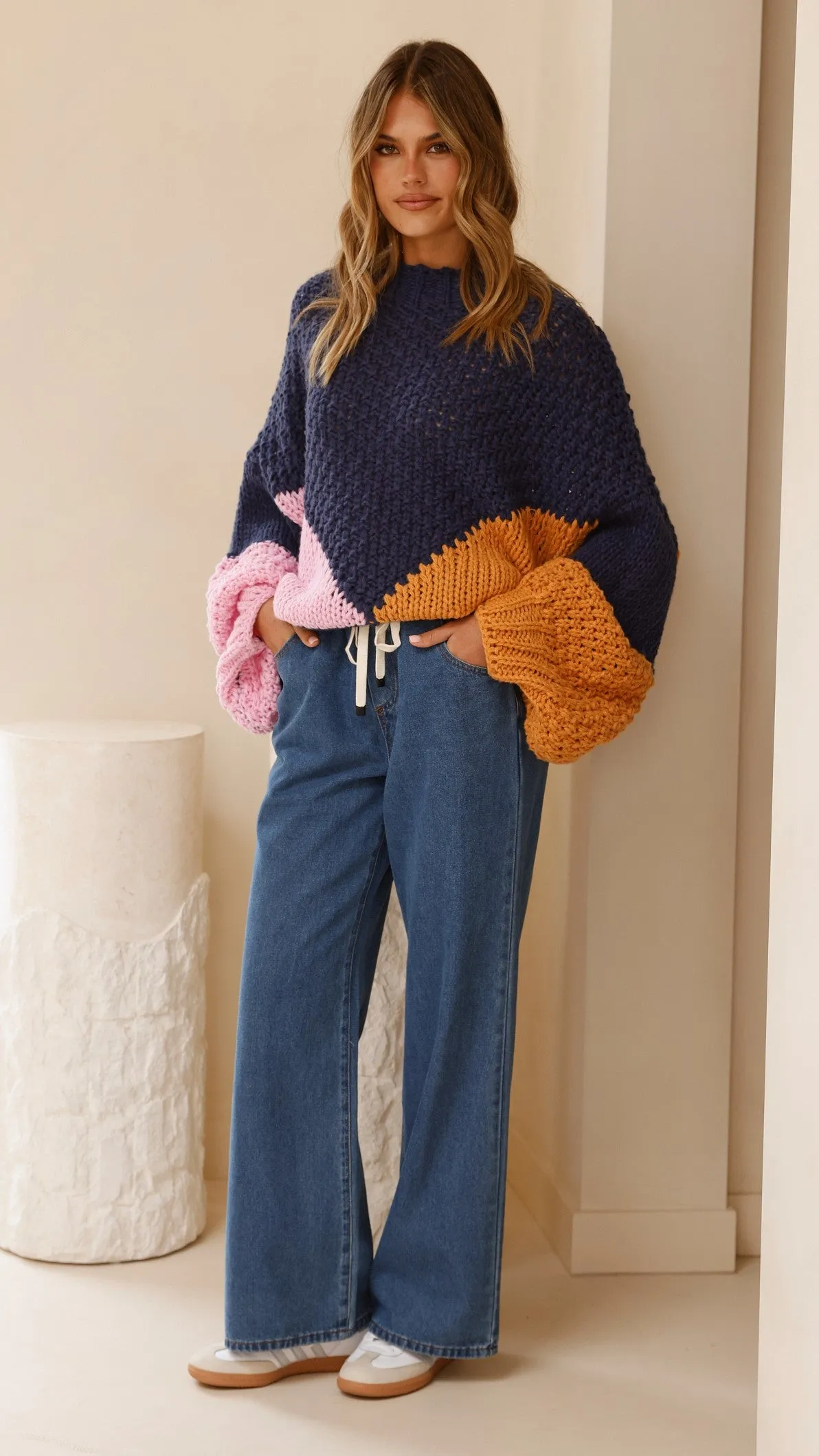 Nila Knit Sweater - Navy Multi