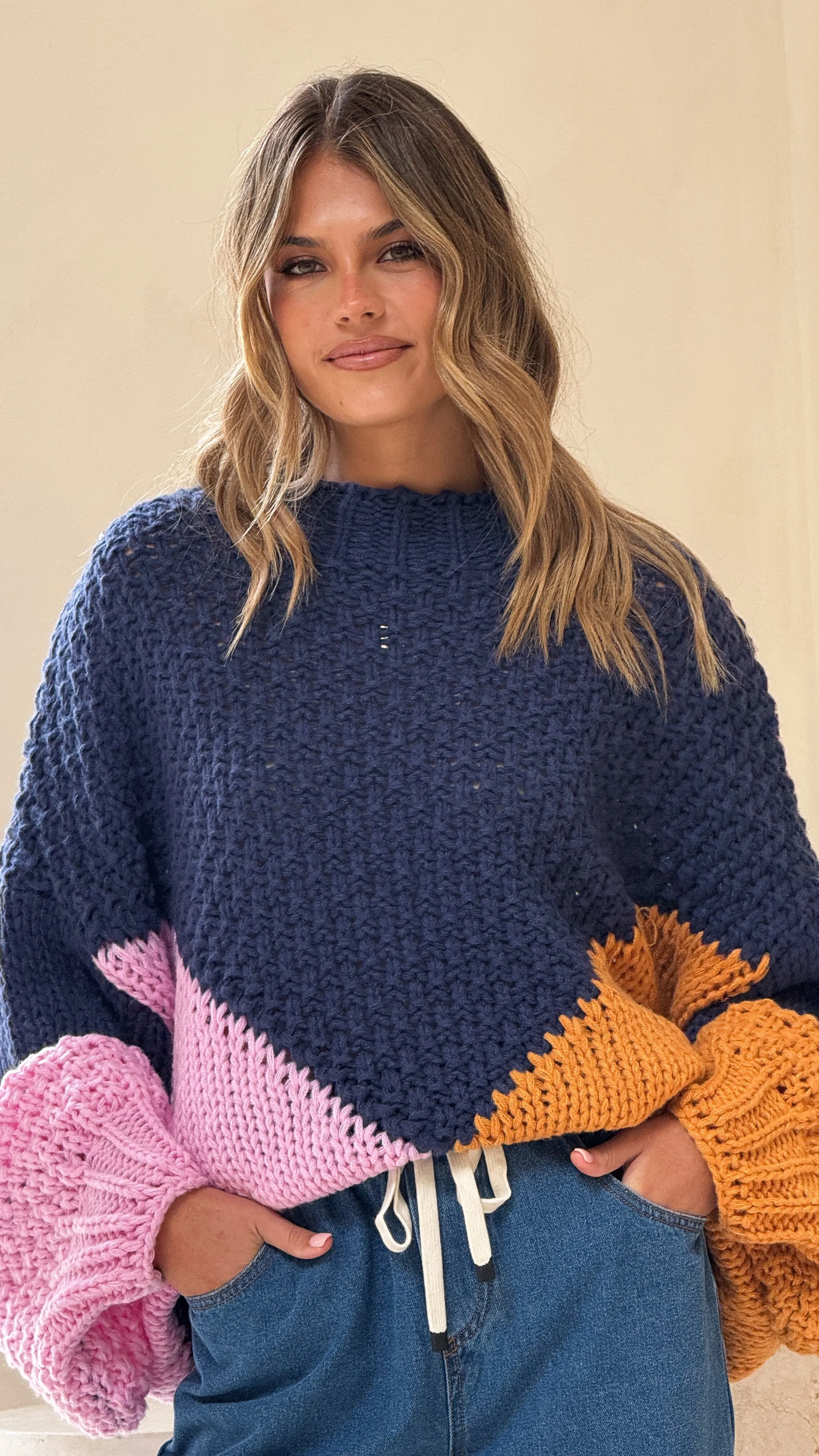 Nila Knit Sweater - Navy Multi