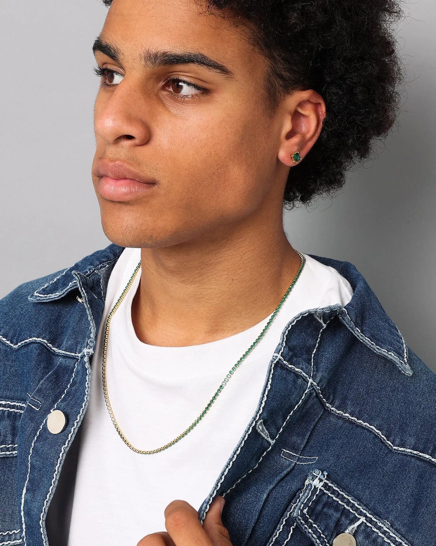 NXS 3mm Tennis Chain Gold/Green