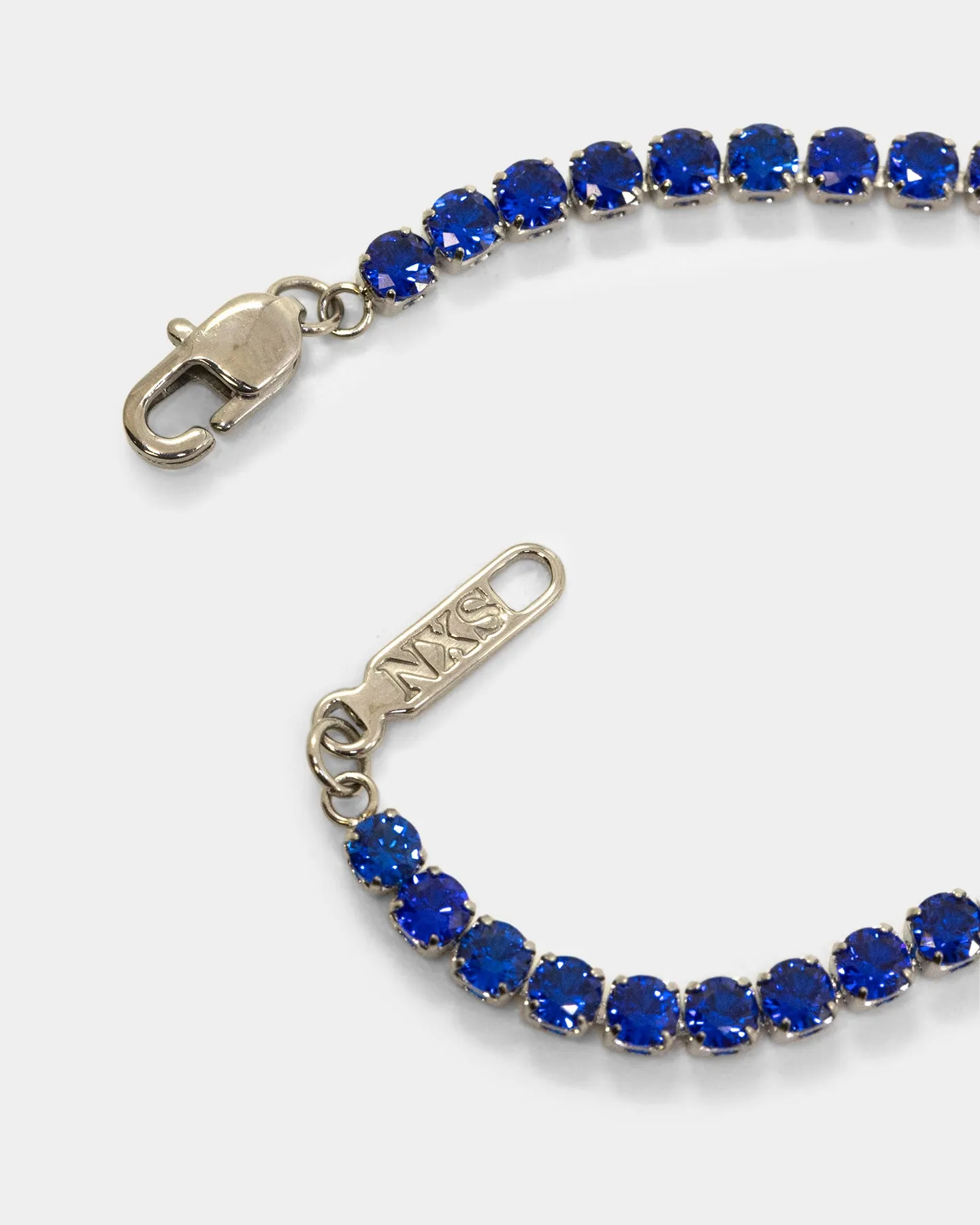 NXS 3mm Tennis Chain White Gold/Blue