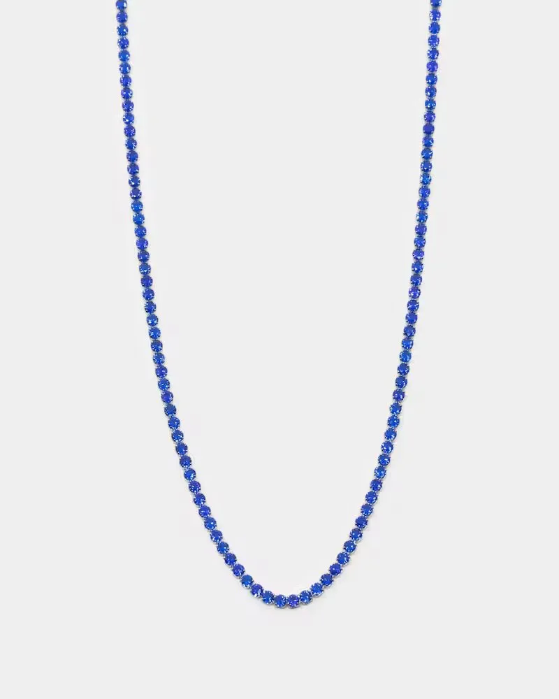NXS 3mm Tennis Chain White Gold/Blue