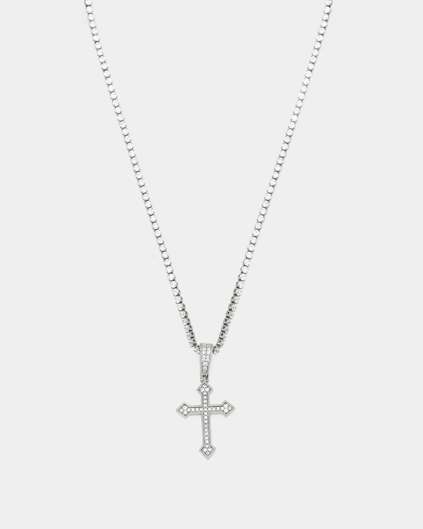 NXS Crusaders Tennis Necklace Iced White Gold
