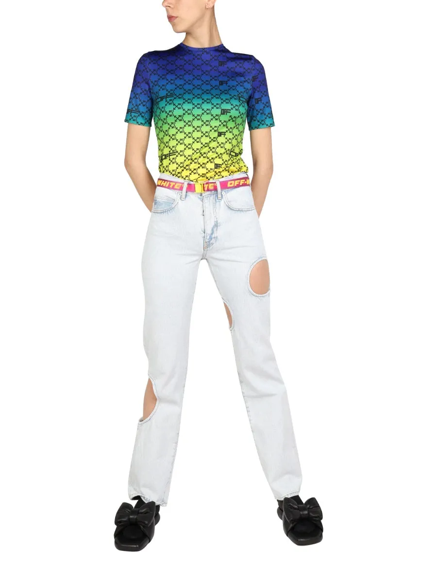 Off-White Meteor Cut-Out Logo Patch Jeans