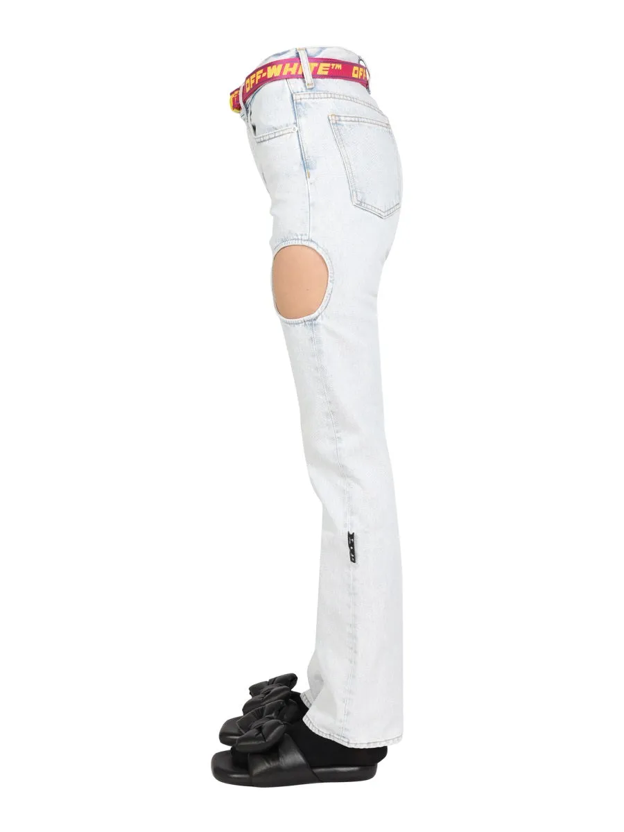 Off-White Meteor Cut-Out Logo Patch Jeans