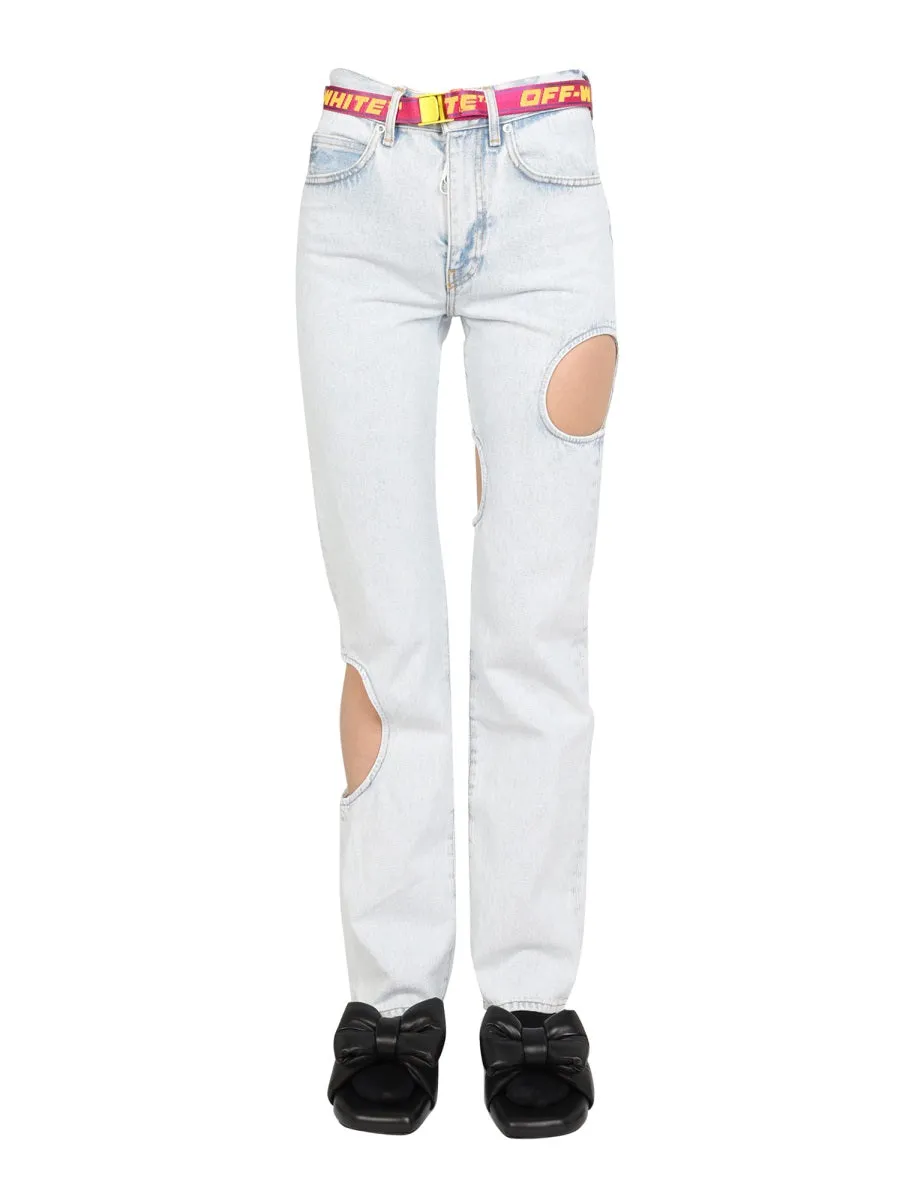 Off-White Meteor Cut-Out Logo Patch Jeans