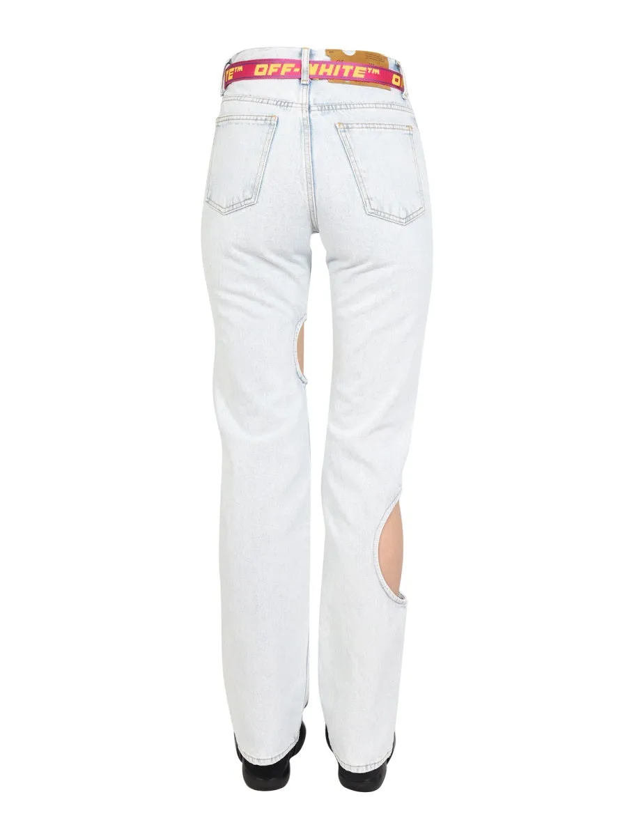 Off-White Meteor Cut-Out Logo Patch Jeans