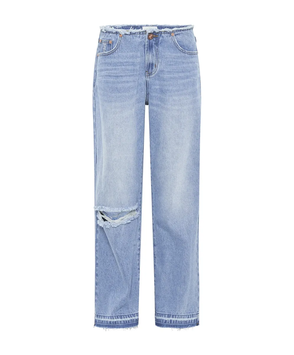 One Teaspoon Lowriders Low Waist Wide Leg Jeans Bolt Blue