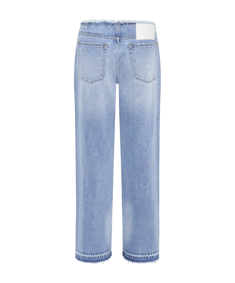 One Teaspoon Lowriders Low Waist Wide Leg Jeans Bolt Blue