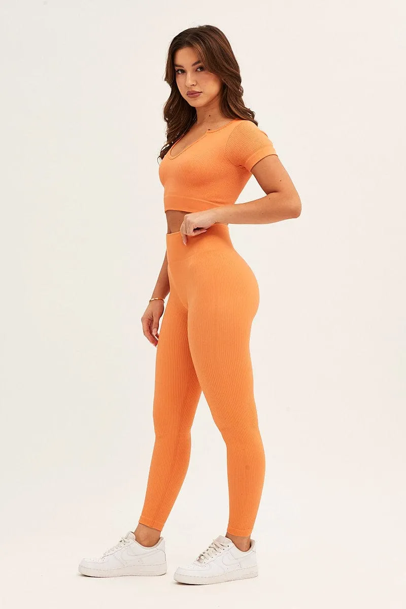 Orange Activewear High Rise Legging Seamless