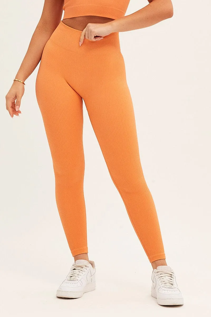 Orange Activewear High Rise Legging Seamless