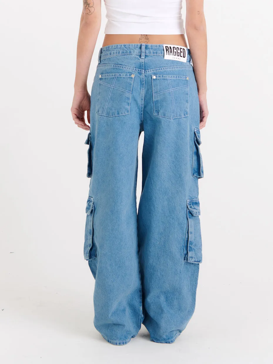 Organic Combat Release Jeans Light Blue