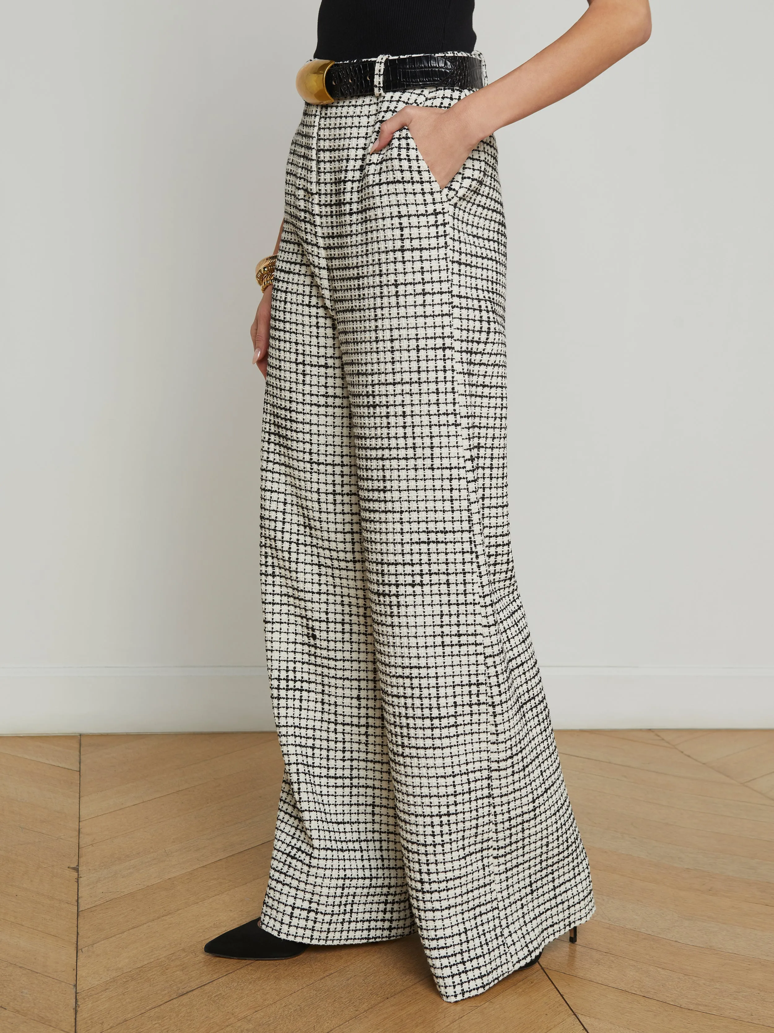 Pilar Tweed Wide-Leg Pant